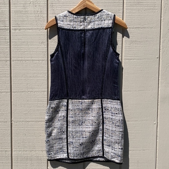 Theory Waldia Alluring Tweed Satin Panel Sheath Dress - Picture 7 of 13